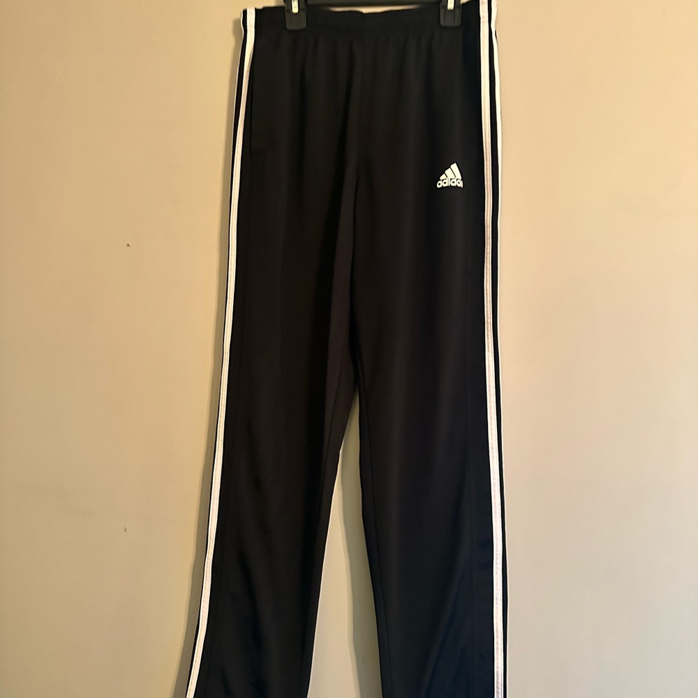 Adidas Black Track Pants with White Stripes